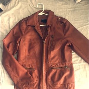 Faux leather jacket- Tan/luggage color